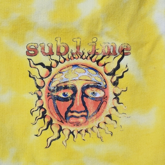 SUBLIME YELLOW TIE DYE SWEATPANT SHORTS SIZE LARGE - Picture 2 of 8